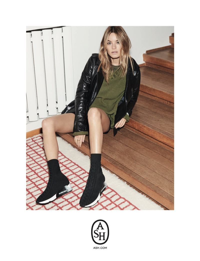 Camille Rowe featured in  the ASH Shoes advertisement for Autumn/Winter 2018