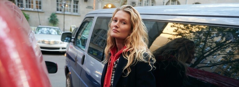 Toni Garrn featured in  the Zalando lookbook for Winter 2021