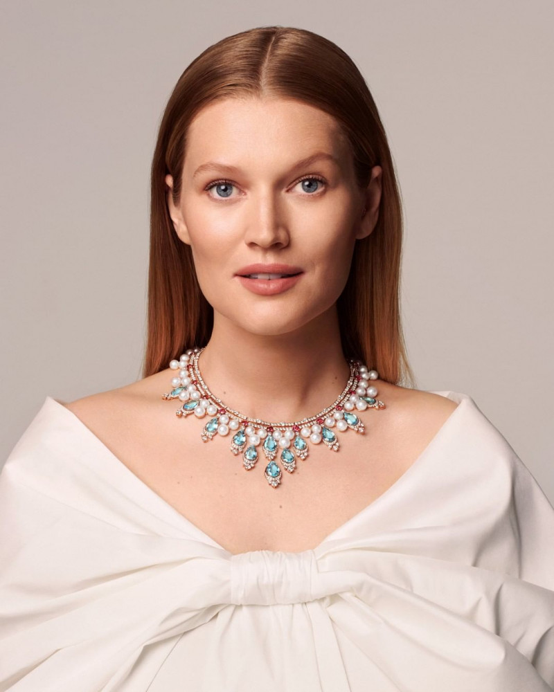 Toni Garrn featured in  the Bulgari Magnifica High Jewelry advertisement for Summer 2021