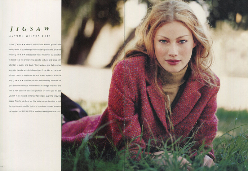 Alyssa Sutherland featured in  the Jigsaw catalogue for Autumn/Winter 2001