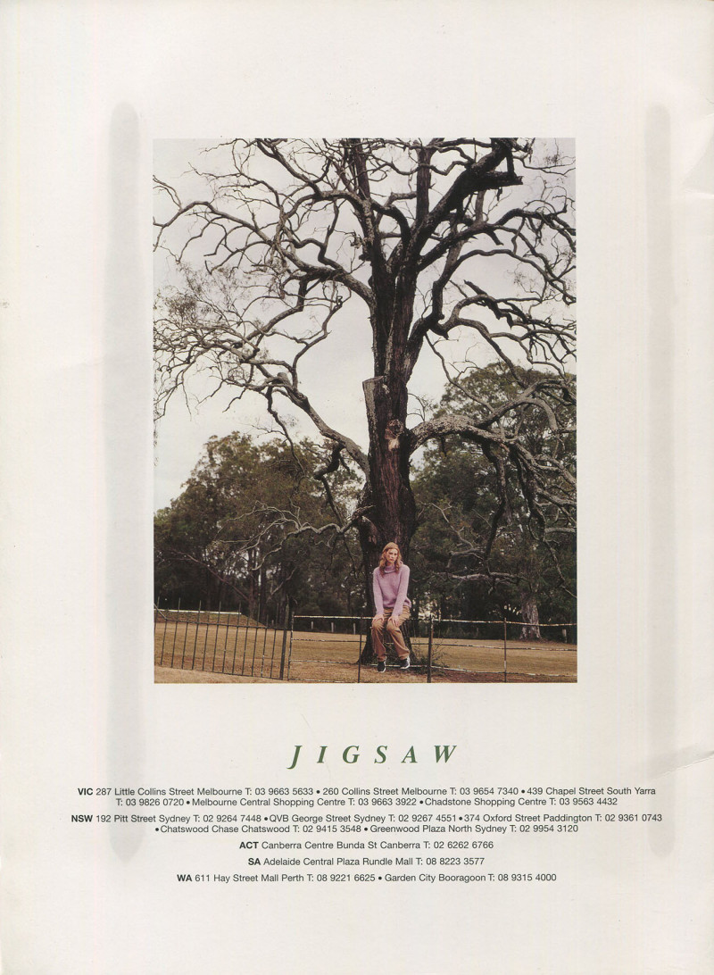 Alyssa Sutherland featured in  the Jigsaw catalogue for Autumn/Winter 2001