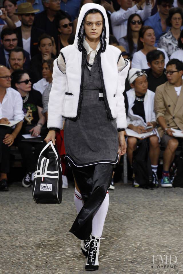 Brogan Loftus featured in  the Moncler Gamme Bleu fashion show for Spring/Summer 2015