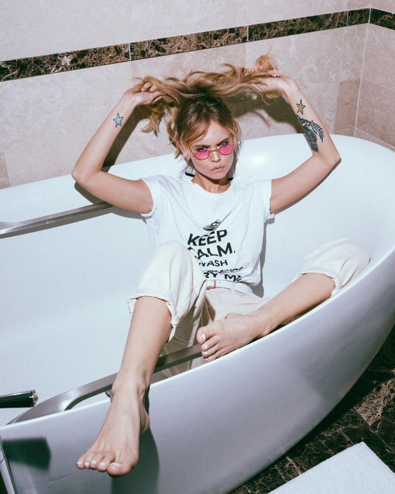 Anastasiya Scheglova featured in  the Vesssna Maria lookbook for Spring/Summer 2020