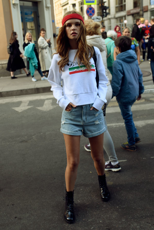 Anastasiya Scheglova featured in  the Befree Street Style lookbook for Spring 2018