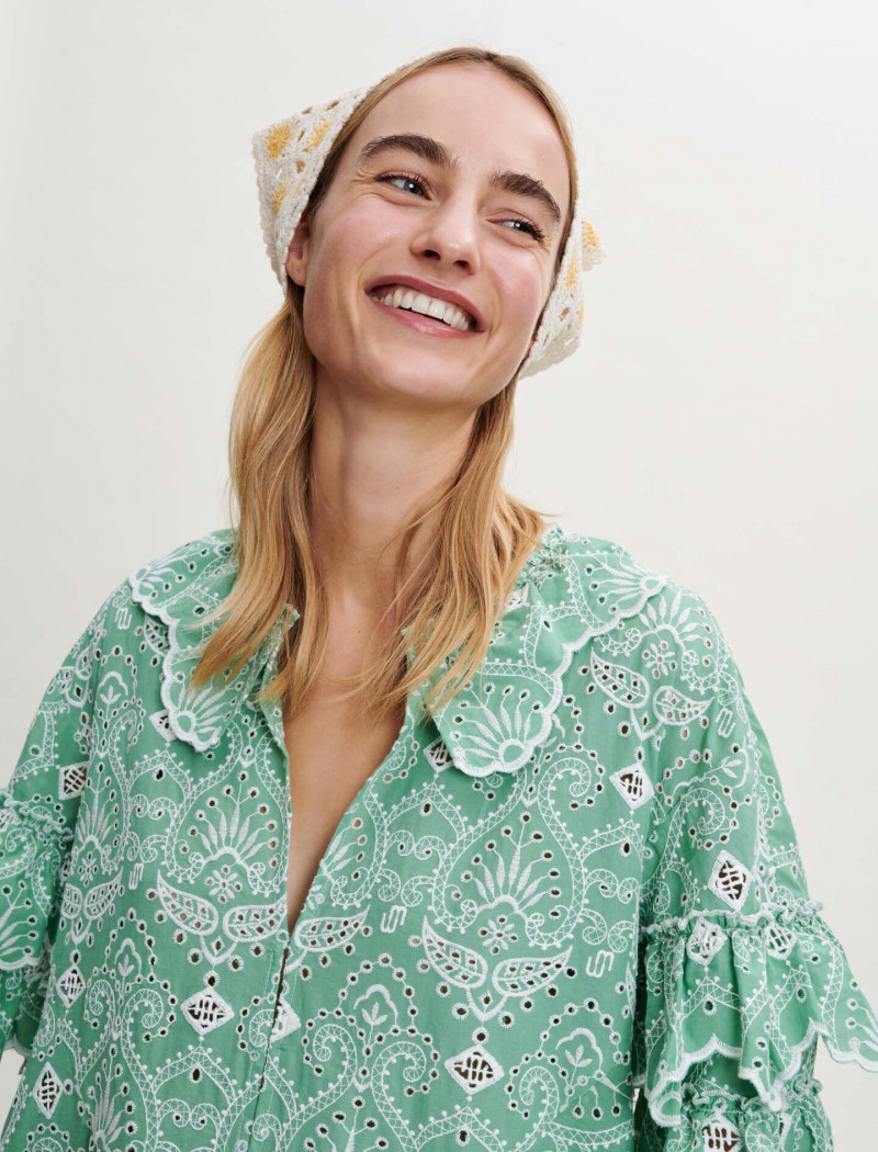 Maartje Verhoef featured in  the Maje catalogue for Spring/Summer 2022