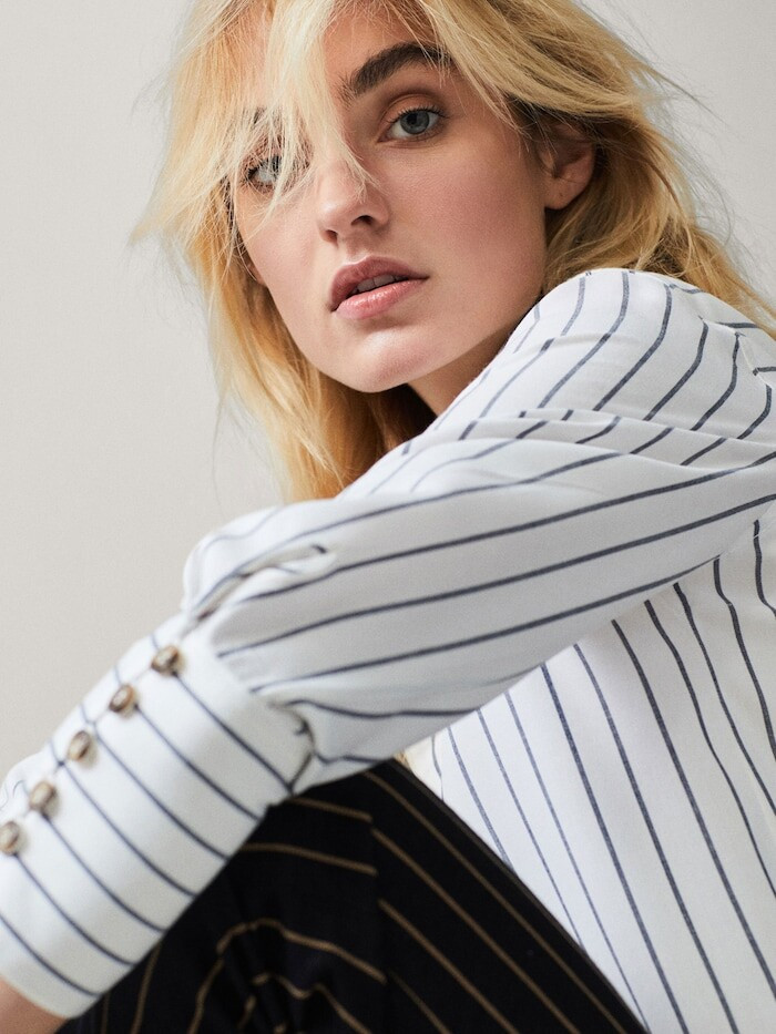 Maartje Verhoef featured in  the Massimo Dutti catalogue for Spring/Summer 2019