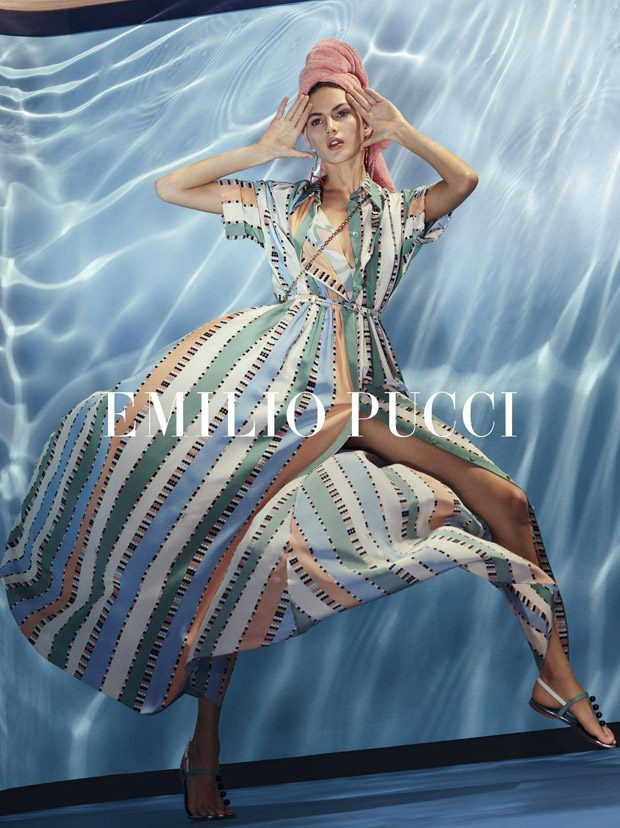 Valery Kaufman featured in  the Pucci advertisement for Spring/Summer 2018