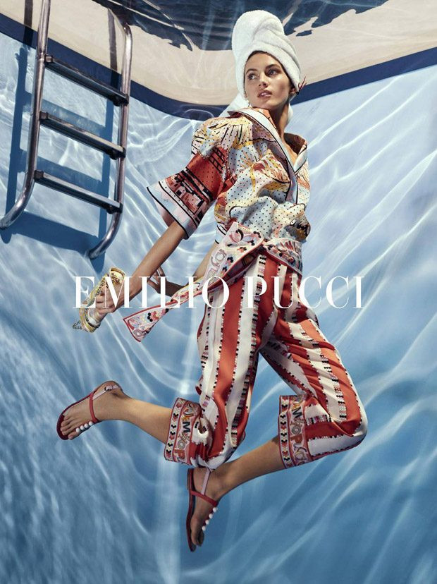 Valery Kaufman featured in  the Pucci advertisement for Spring/Summer 2018