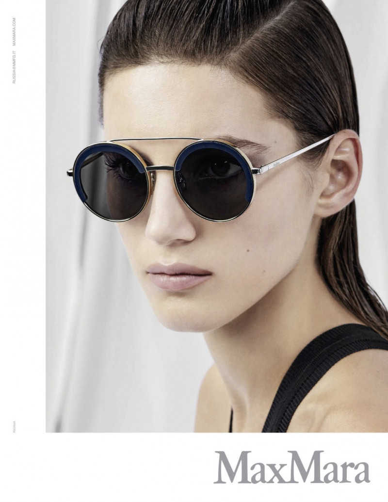 Valery Kaufman featured in  the Max Mara Eyewear advertisement for Spring/Summer 2018