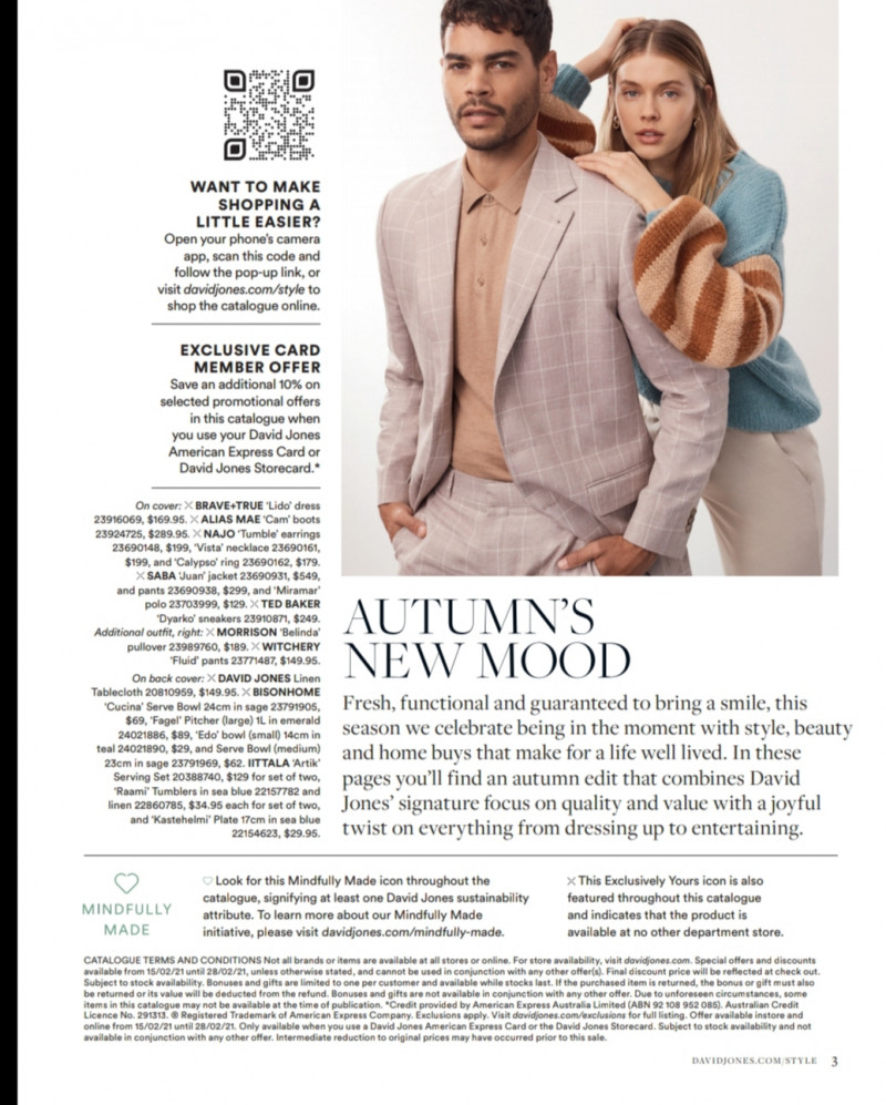 Victoria Lee featured in  the David Jones New Mood Style catalogue for Fall 2021