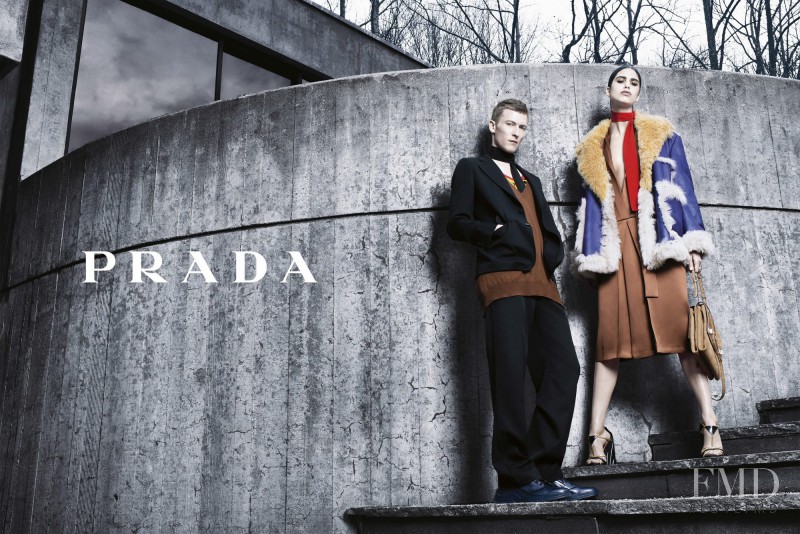 Mica Arganaraz featured in  the Prada advertisement for Autumn/Winter 2014