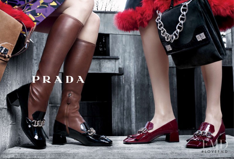 Mica Arganaraz featured in  the Prada advertisement for Autumn/Winter 2014