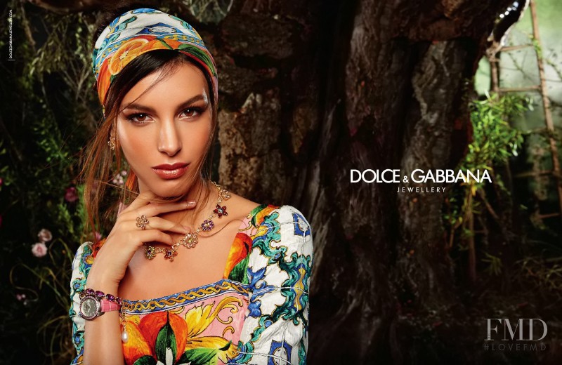 Kate King featured in  the Dolce & Gabbana Jewellery advertisement for Autumn/Winter 2014