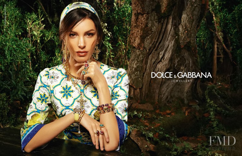 Kate King featured in  the Dolce & Gabbana Jewellery advertisement for Autumn/Winter 2014