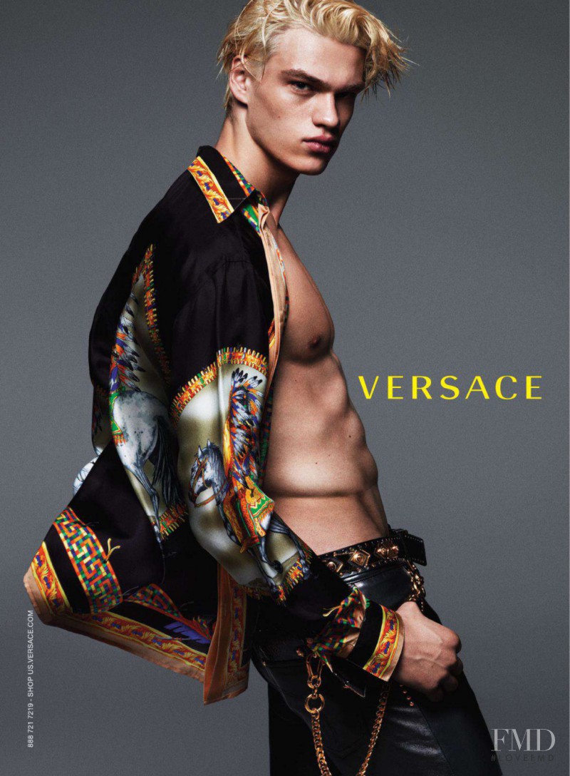 Filip Hrivnak featured in  the Versace advertisement for Autumn/Winter 2014