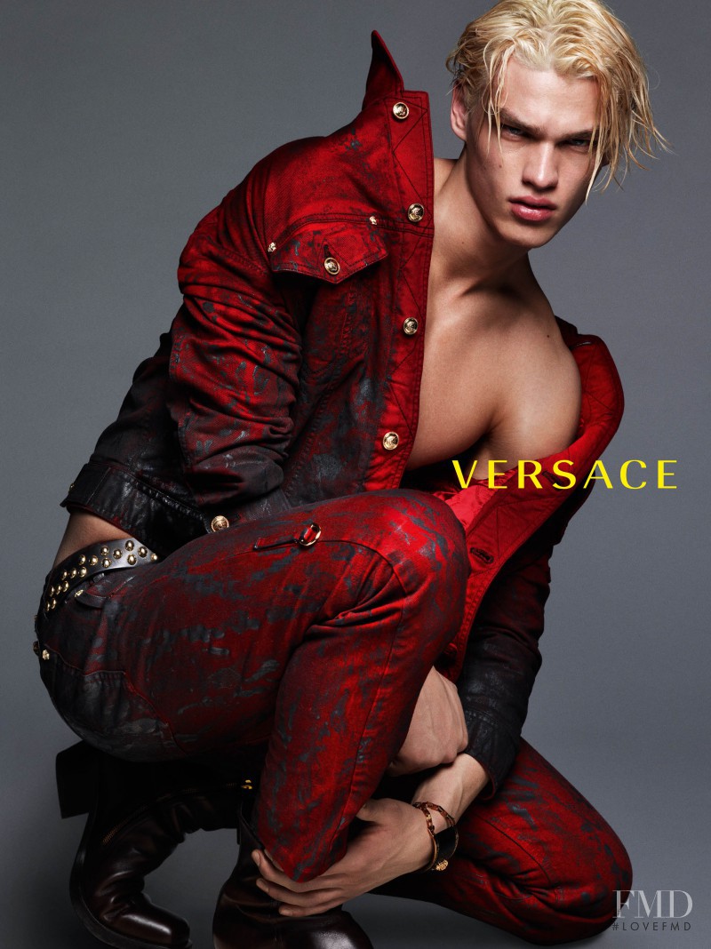 Filip Hrivnak featured in  the Versace advertisement for Autumn/Winter 2014