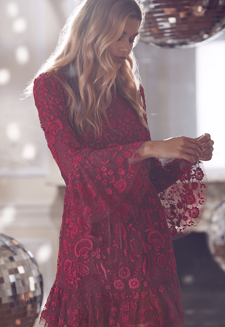 Victoria Lee featured in  the Needle & Thread Snowflake Collection lookbook for Spring/Summer 2020