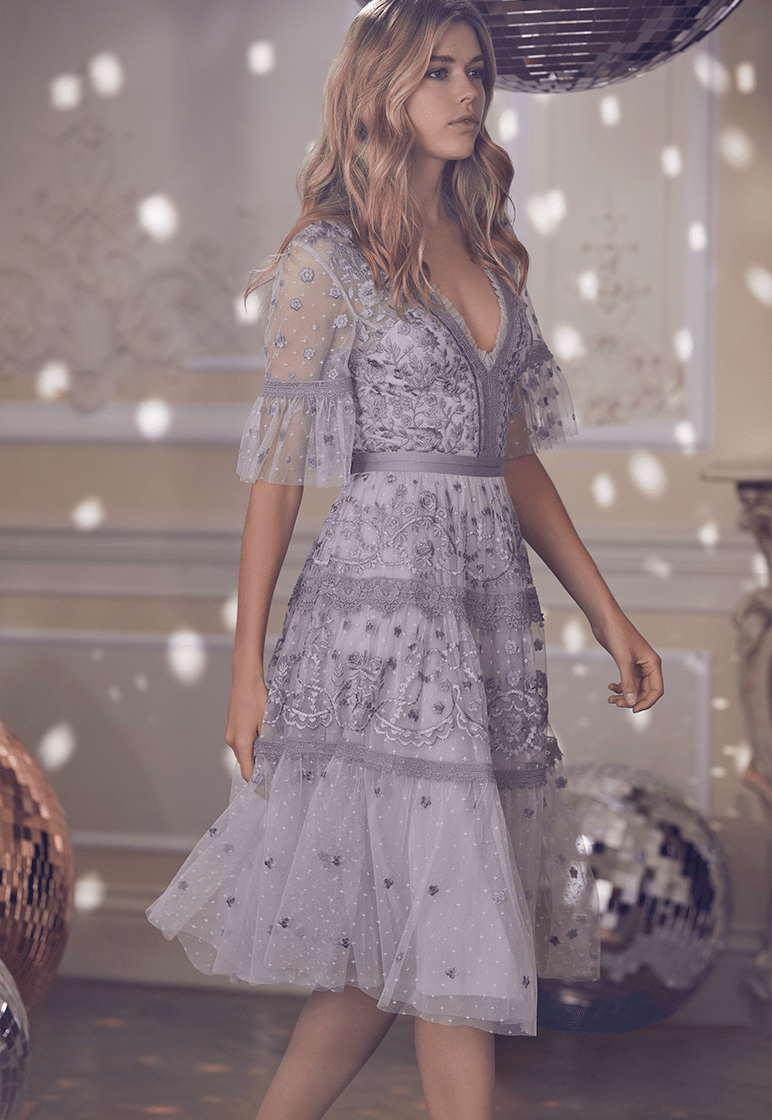 Victoria Lee featured in  the Needle & Thread Snowflake Collection lookbook for Spring/Summer 2020