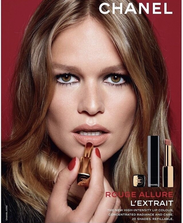 Anna Ewers featured in  the Chanel Beauty advertisement for Spring/Summer 2022