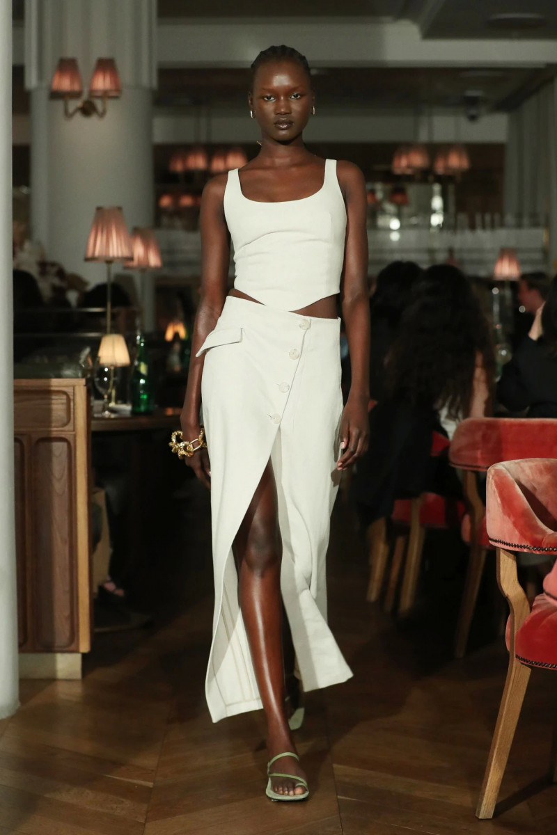 Abeny Nhial featured in  the Anna Quan fashion show for Resort 2022