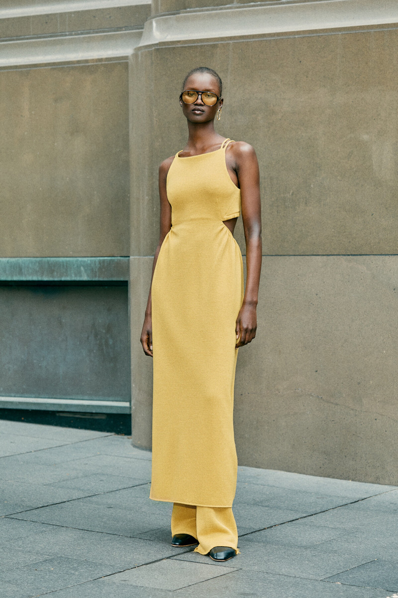 Abeny Nhial featured in  the Camilla & Marc lookbook for Resort 2022