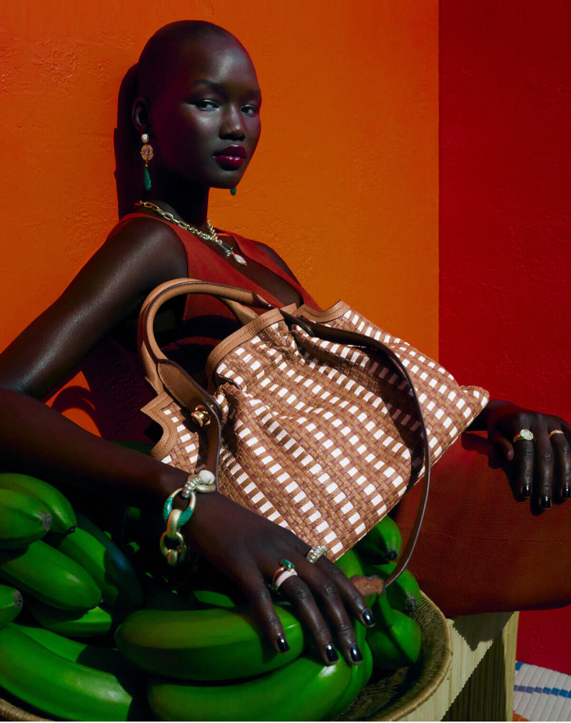 Abeny Nhial featured in  the Mimco Local Colour  advertisement for Resort 2023