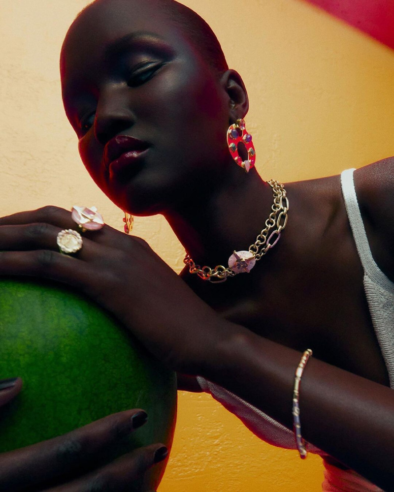 Abeny Nhial featured in  the Mimco Local Colour  advertisement for Resort 2023