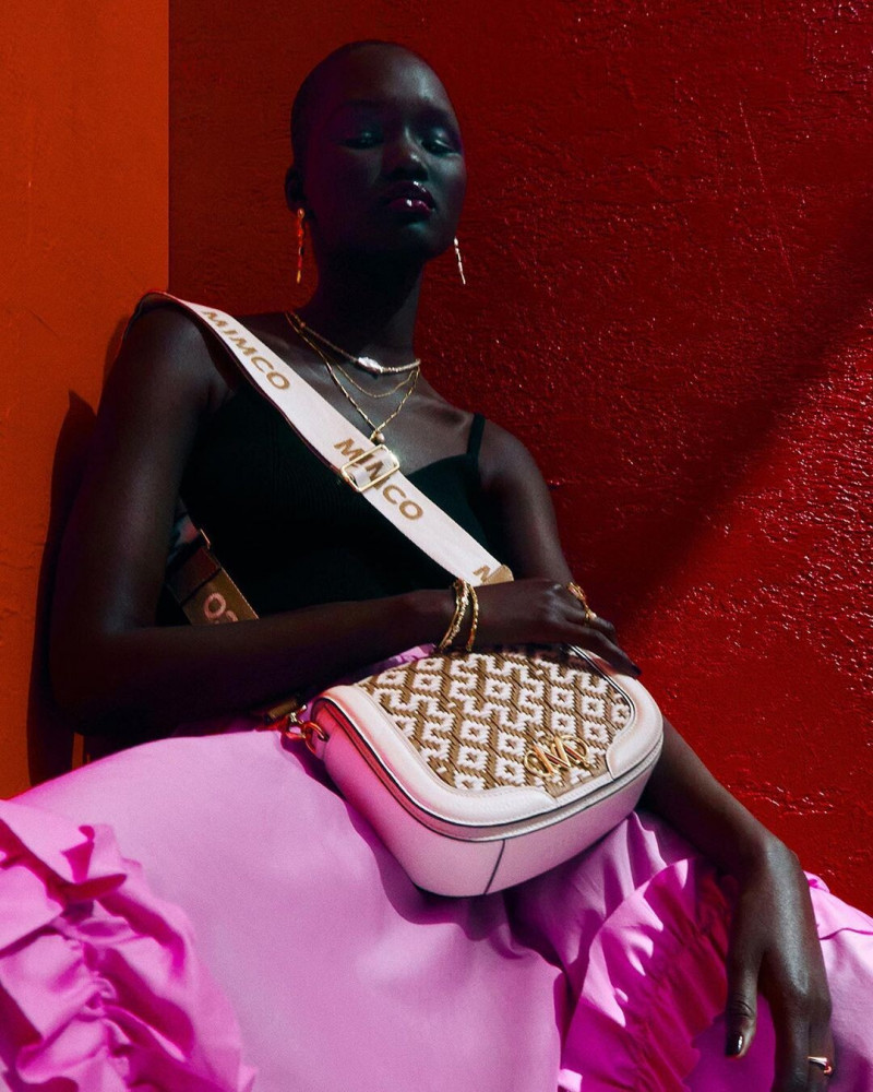 Abeny Nhial featured in  the Mimco Local Colour  advertisement for Resort 2023