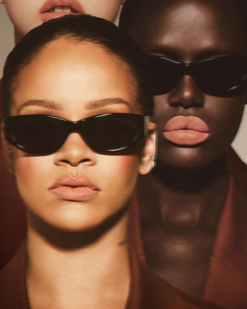 Ajak Deng featured in  the Fenty Beauty by Rihanna advertisement for Autumn/Winter 2018