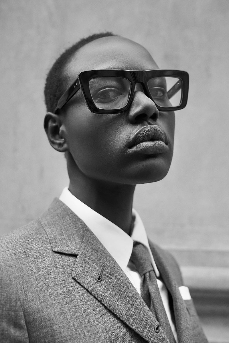 Ajak Deng featured in  the Thom Browne advertisement for Autumn/Winter 2018