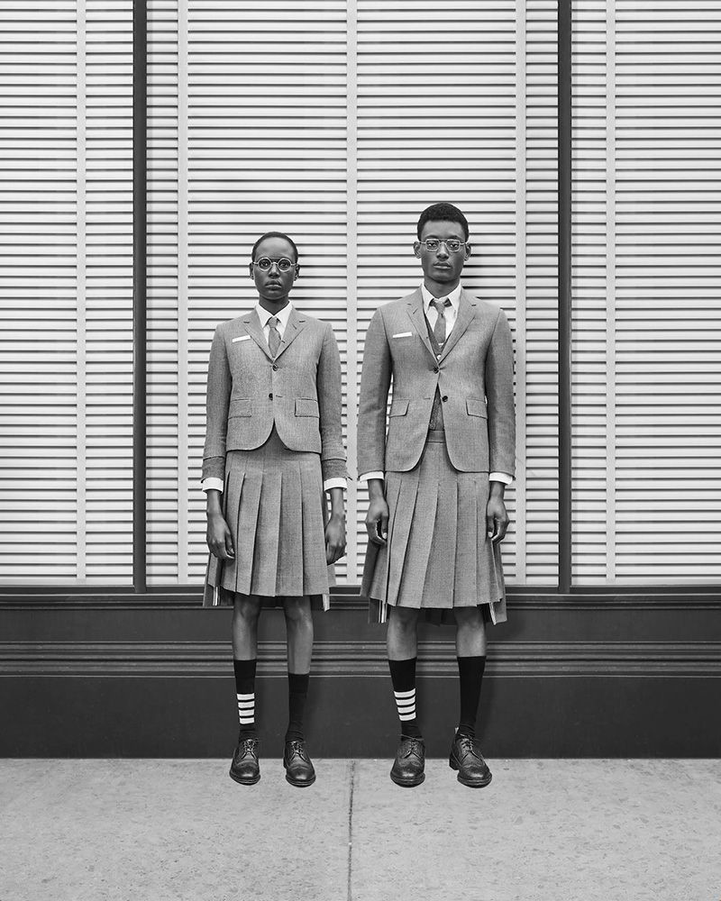 Ajak Deng featured in  the Thom Browne advertisement for Autumn/Winter 2018