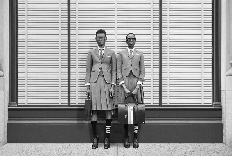 Ajak Deng featured in  the Thom Browne advertisement for Autumn/Winter 2018