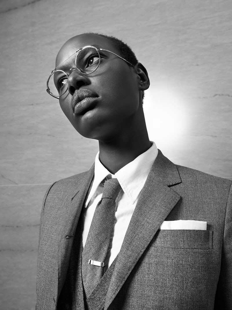 Ajak Deng featured in  the Thom Browne advertisement for Autumn/Winter 2018