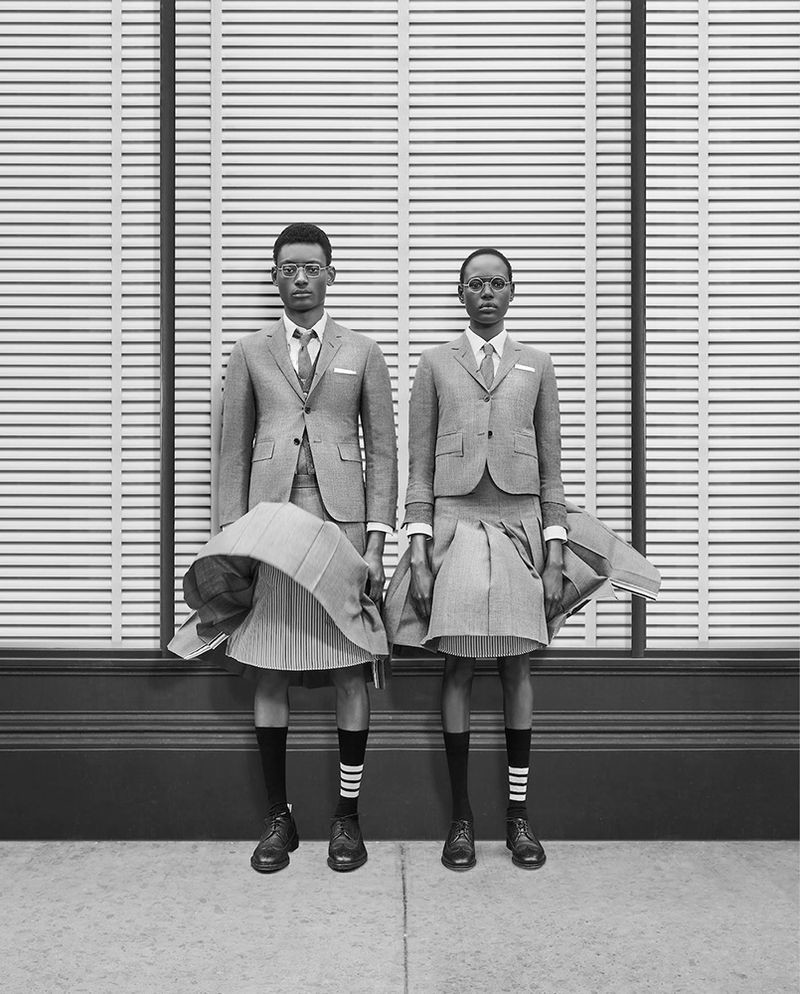 Ajak Deng featured in  the Thom Browne advertisement for Autumn/Winter 2018