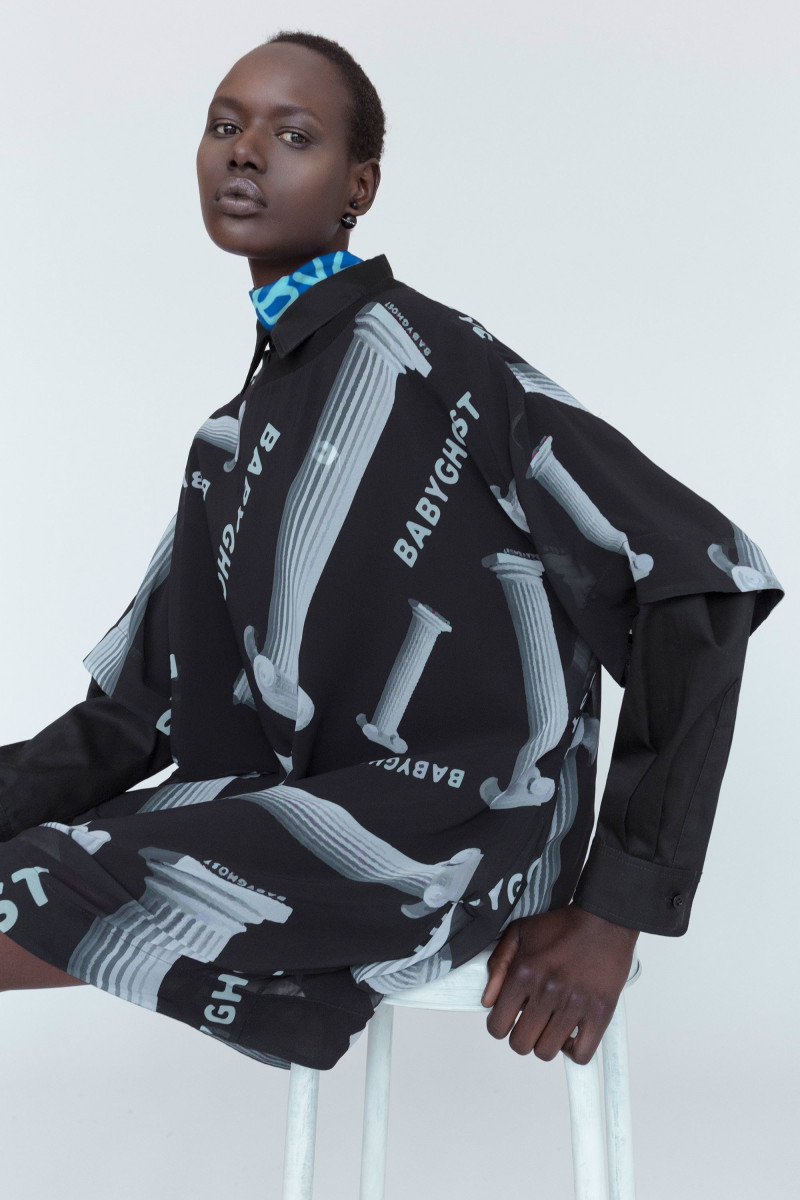 Ajak Deng featured in  the Babyghost lookbook for Autumn/Winter 2018