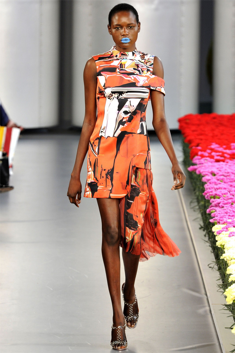 Ajak Deng featured in  the Mary Katrantzou fashion show for Spring/Summer 2012