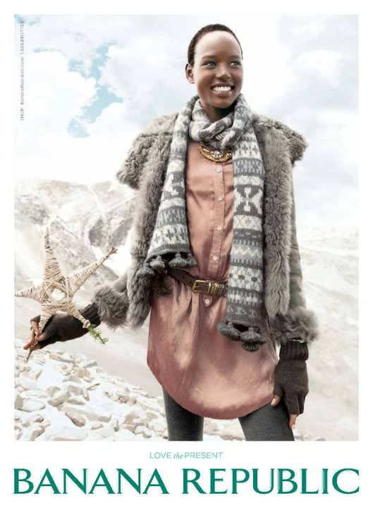 Ajak Deng featured in  the Banana Republic advertisement for Holiday 2010