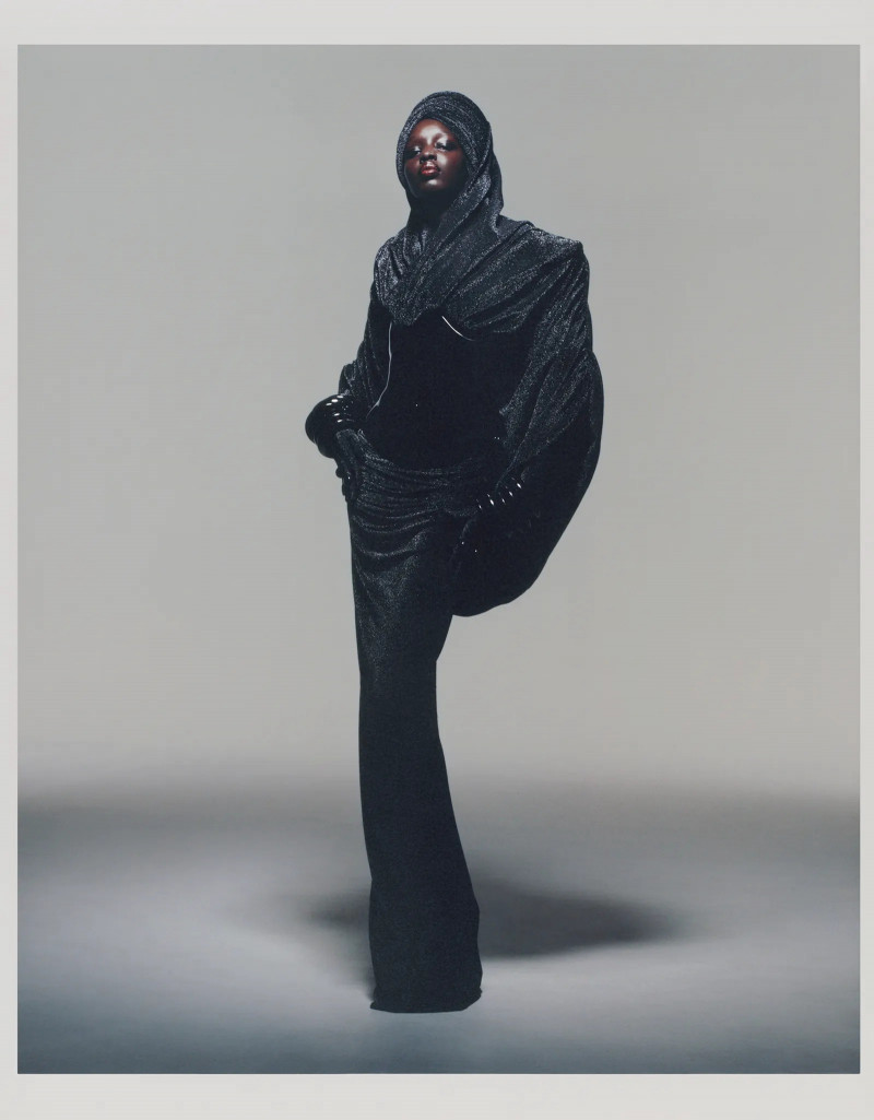 Akuol Deng Atem featured in  the Balmain Renaissance Couture by Beyonce x Balmain advertisement for Spring 2023