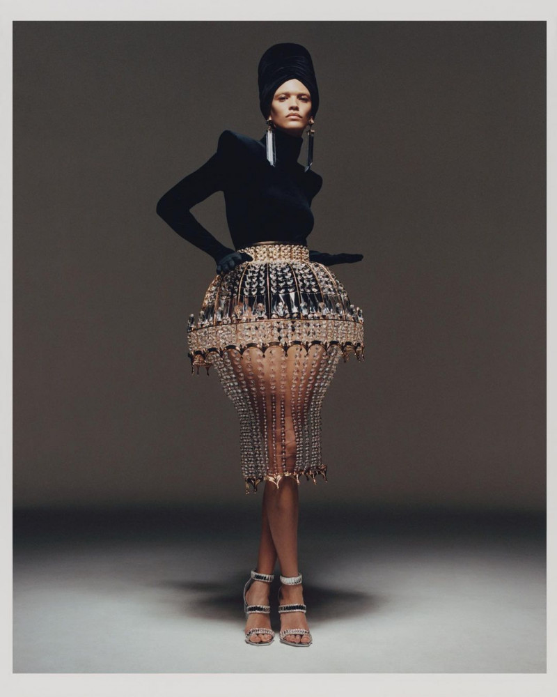 Kerolyn Soares featured in  the Balmain Renaissance Couture by Beyonce x Balmain advertisement for Spring 2023