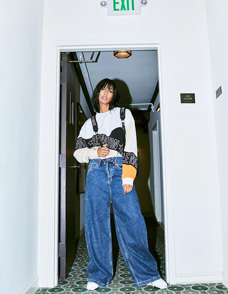 Jasmine Tookes featured in  the P.E Nation x Jas Tookes advertisement for Pre-Fall 2019