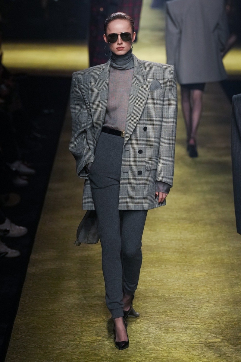Rianne Van Rompaey featured in  the Saint Laurent fashion show for Autumn/Winter 2023