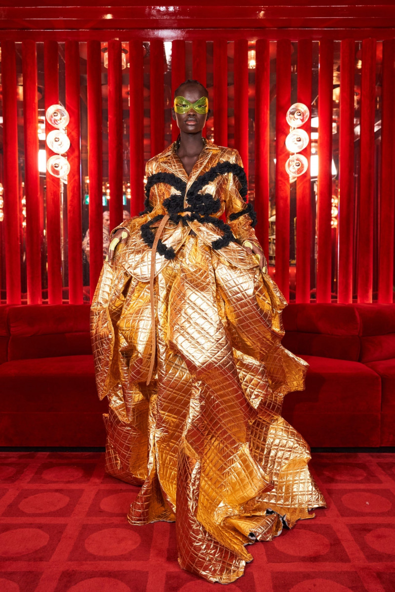 Koujayn Nyajuok Wiew featured in  the Matty Bovan fashion show for Autumn/Winter 2023