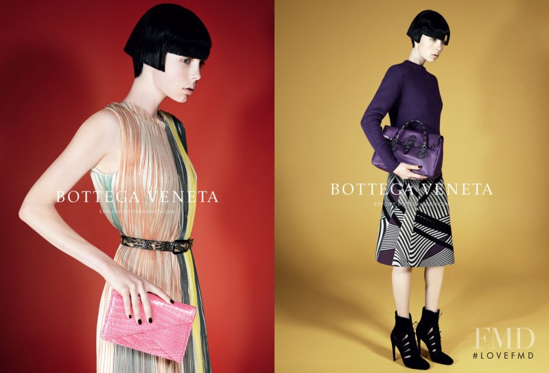 Edie Campbell featured in  the Bottega Veneta advertisement for Autumn/Winter 2014