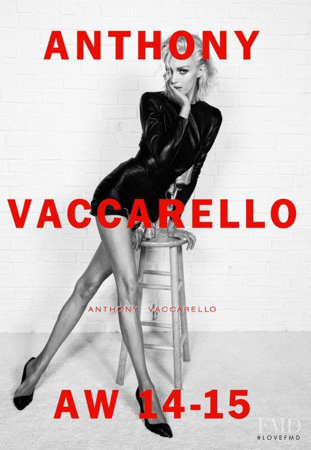 Anja Rubik featured in  the Anthony Vaccarello advertisement for Autumn/Winter 2014