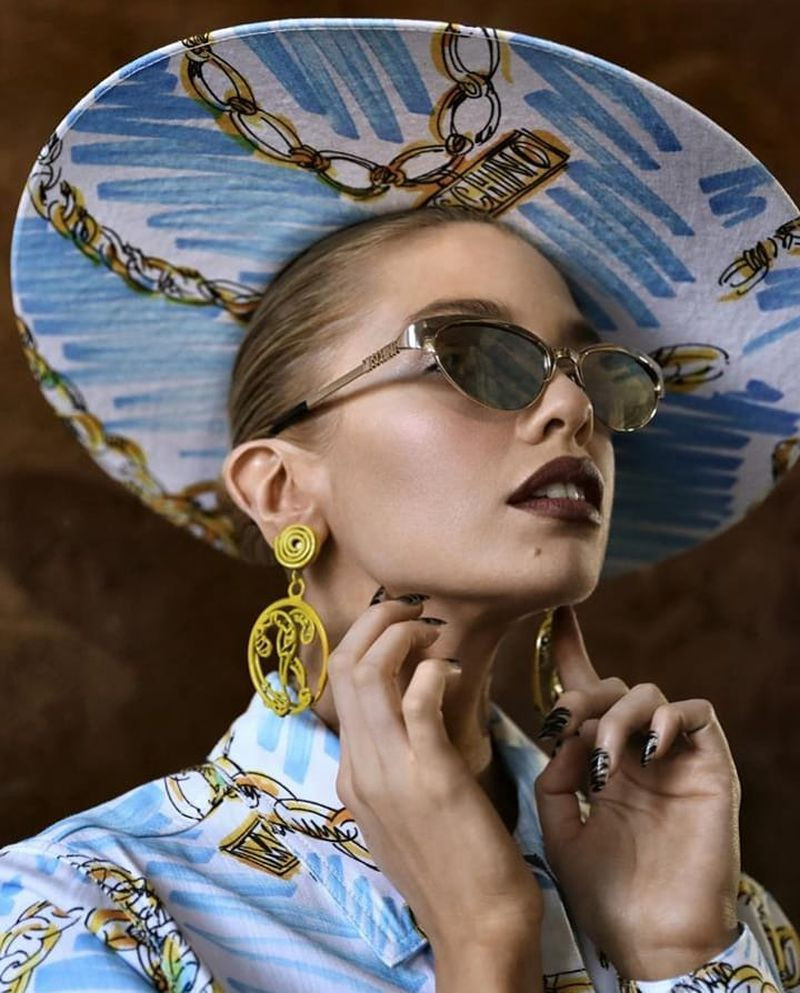 Stella Maxwell featured in  the Moschino Eyewear advertisement for Spring/Summer 2019