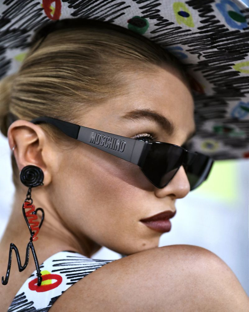 Stella Maxwell featured in  the Moschino Eyewear advertisement for Spring/Summer 2019