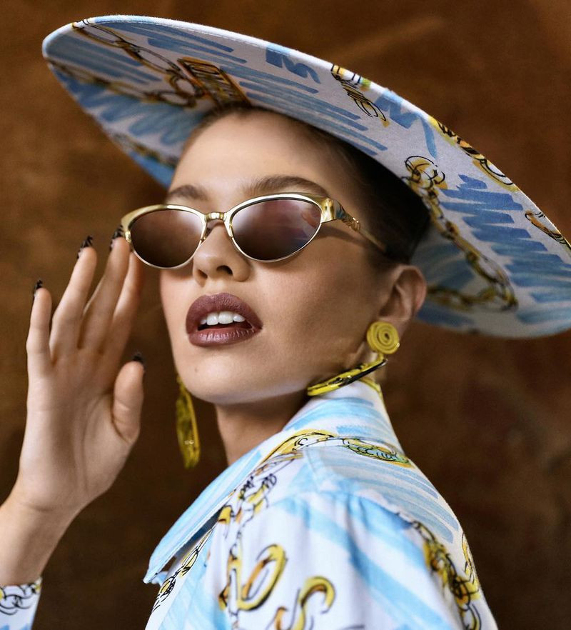 Stella Maxwell featured in  the Moschino Eyewear advertisement for Spring/Summer 2019