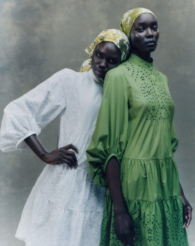 Anok Marial featured in  the Erdem lookbook for Holiday 2023