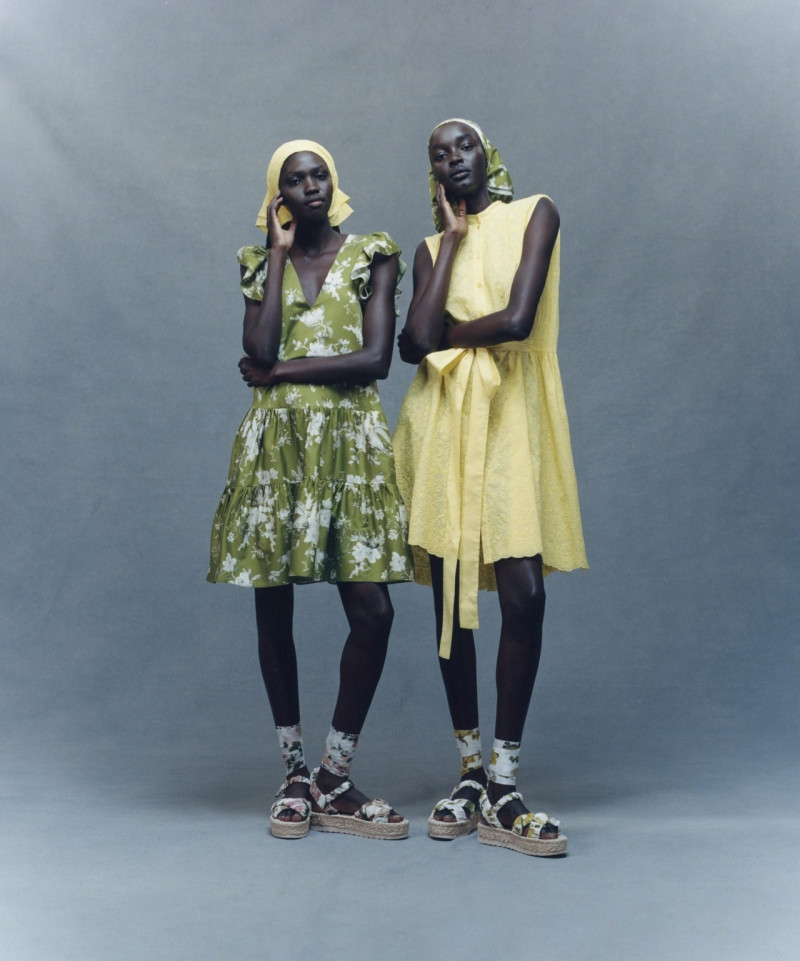 Anok Marial featured in  the Erdem lookbook for Holiday 2023
