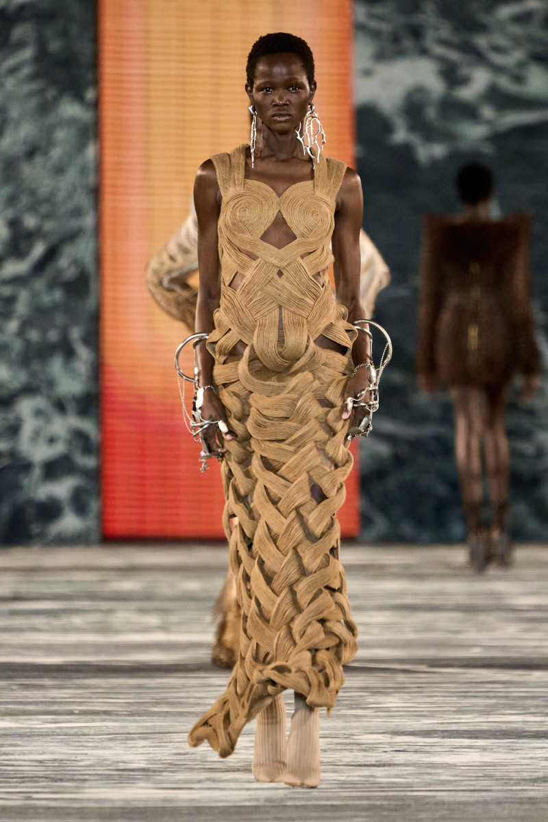 Anyiel Majok featured in  the Balmain fashion show for Spring/Summer 2023